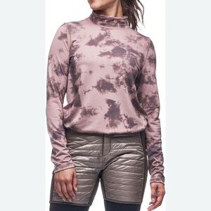 Indyeva Baris mock long sleeve womens top Plum brown tie dye XS sporty casual